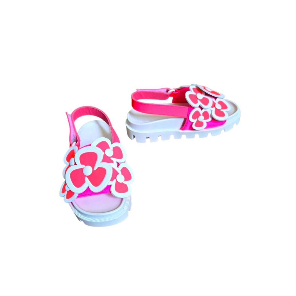 Christian Louboutin Pink White Floral Applique Girls Sandals US 12